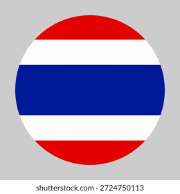 Bandera de Tailandia en forma circular con proporciones precisas y colores oficiales. Representar la identidad nacional y el patriotismo