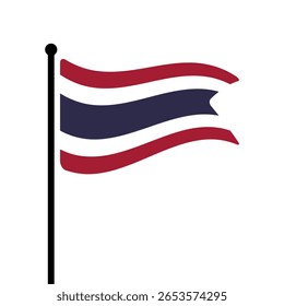 Bandeira da Tailândia. Tailândia bandeira computador digital vetor ilustração ícone design. Bandeira de mastro flutuante.