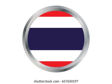Flag of Thailand, in concept circle on metal button