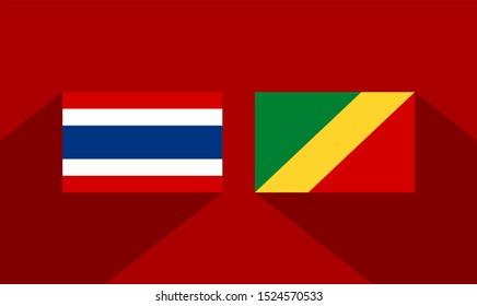 flag of thailand and congo on red background