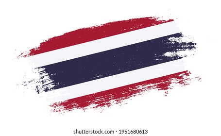 Flag of Thailand country on brush paint stroke trail view. Elegant texture of national country flag