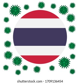Flag of Thailand with deadly coronavirus covid-19. outbreak Banner with the spread of Coronavirus 2019-nCoV virus strain.
