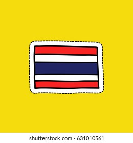 flag of Thailand doodle icon, sticker