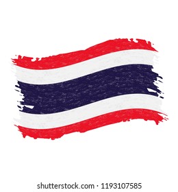 Flag of Thailand, Grunge Abstract Brush Stroke Isolated On A White Background. Vector Illustration. National Flag In Grungy Style. Use For Brochures, Printed Materials, Logos, Independence Day
