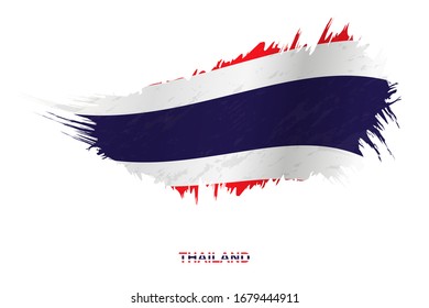 Flag of Thailand in grunge style with waving effect, vector grunge brush stroke flag.