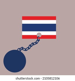 Flag of Thailand with heavy. The concept of state, national, state and sovereign debt. vector illustration.