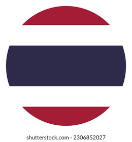 The flag of Thailand. Flag icon. Standard color. Round flag. Computer illustration. Digital illustration. Vector illustration.