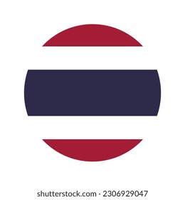 The flag of Thailand. Flag icon. Standard color. Round flag. Computer illustration. Digital illustration. Vector illustration.