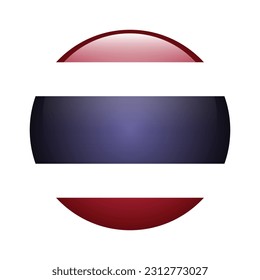 The flag of Thailand. Flag icon. Standard color. Round flag. 3d illustration. Computer illustration. Digital illustration. Vector illustration.