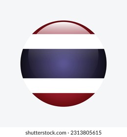 The flag of Thailand. Flag icon. Standard color. Round flag. 3d illustration. Computer illustration. Digital illustration. Vector illustration.