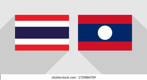 Flagge von Thailand und Laos 