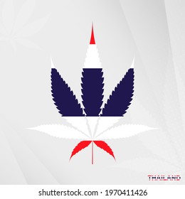 Flag of Thailand in Marijuana leaf shape. The concept of legalization Cannabis in Thailand. Medical cannabis illustration.
