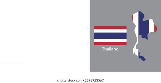 Vector de bandera de Tailandia con mapa