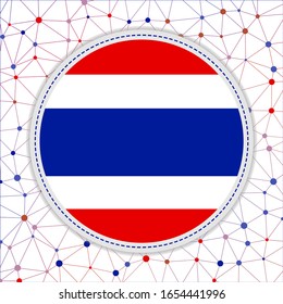 Bandera de Tailandia con fondo de red. Signo tailandés. Ilustración vectorial creativa.