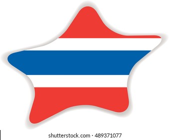 Flag of Thailand, officially the Kingdom of Thailand. Vector illustration of a stylized flag. Star with shadow. Element for infographics.