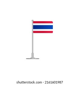 Flagge Thailands. Flagge Thailands auf Flagpol. Vektorsymbol einzeln auf weißem Hintergrund