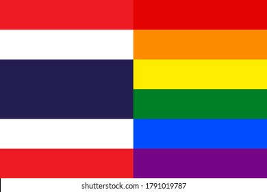 bandera de tailandia y arcoiris 