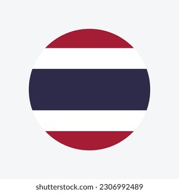 Die Flagge Thailands. Runde Flagge. Flaggensymbol. Standardfarbe. Computergrafik. Digitale Illustration. Vektorgrafik.