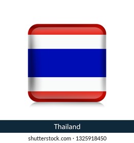Flag of Thailand - Square glossy badge. Vector.
