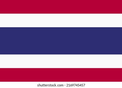 Flag of Thailand. Thai national banner and patriotic symbol. Official colors. Flat vector illustration.
