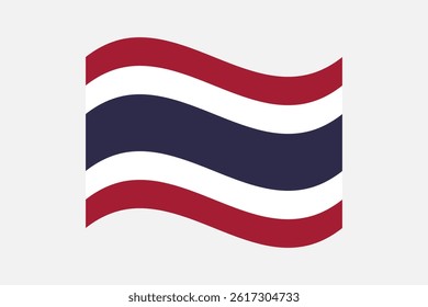 Flag of Thailand. Thai wavy flag digital vector illustration. Fluttering flag.