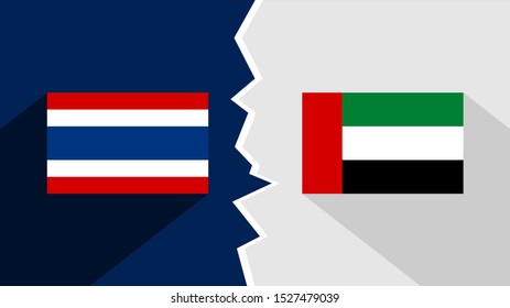 flag of thailand and uae 