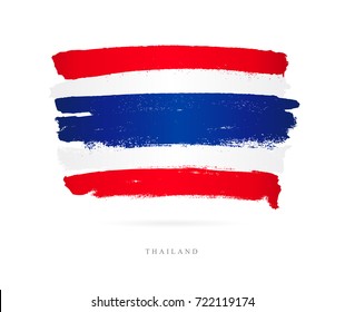 Flag of Thailand. Vector illustration on white background. Beautiful brush strokes. Abstract concept. Elements for design.