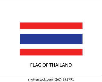 FLAG OF THAILAND VECTOR, ILLUSTRATION WHITE BACKGROUND TYPOGRAPHY