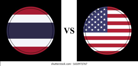 flag thailand vs usa. vector background