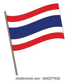 Flag of Thailand , Thailand flag waving isolated vector illustration