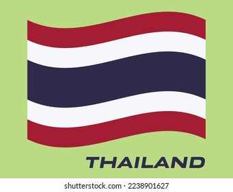 Flag of Thailand, Waving National flag of Thailand, National flag of Thailand vector illustration.