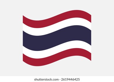 Flag of Thailand. Thailand wavy flag digital vector illustration. Fluttering flag.