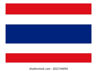 Flag of Thailand.Official proportion  dimension and colors. Vector Illustration