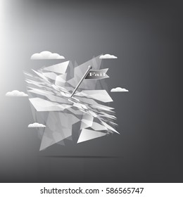 a flag that Fail  on mountain top abstract white and gray color technology modern futuristic background, vector illustration