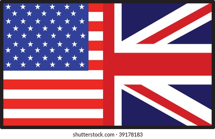 A flag that's half American and half  British