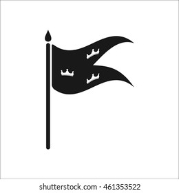 Flag with three crowns symbol sign simple icon on background