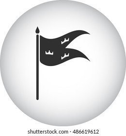 Flag with three crowns symbol sign simple icon on background