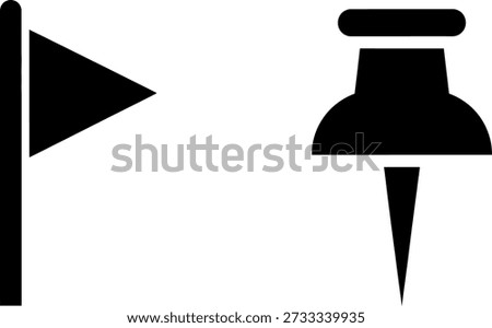 Flag and thumbtack icon on white background
