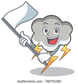 With flag thunder cloud character cartoon