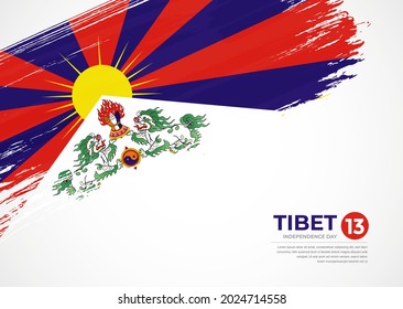 Bandera del Tíbet con fondo creativo de pincel pintado
