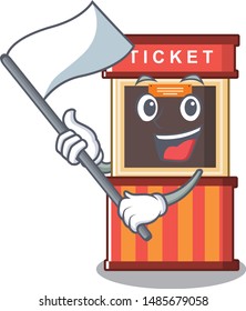 With flag ticket booth in the character door