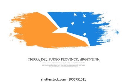 Flag of Tierra del Fuego Province, Argentina grunge style banner background