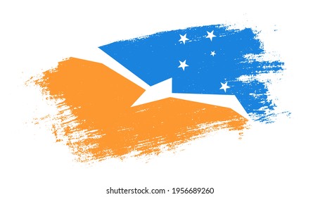 Flag of Tierra del Fuego Province, Argentina country brush paint stroke trail view. Elegant texture of national country flag