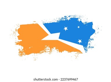 Flag of Tierra del Fuego Province, Argentina country with hand drawn brush stroke vector illustration