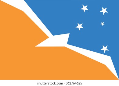 Flag of Tierra del Fuego provinces,autonomous city of Argentina. Vector illustration.