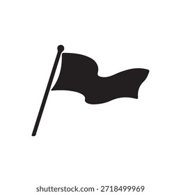 Bandeira com haste inclinada simbolizando movimento, ação ou marcador de evento.