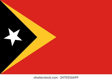 Flagge von Timor-Leste. Genaue Abmessungen, Elemente Proportionen und Farben.