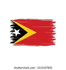 Flag of Timor Leste with brush style