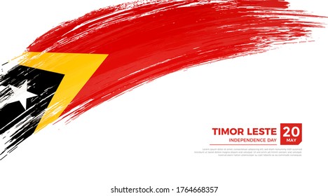 Flag of Timor Leste country. Happy Independence day of Timor Leste background with grunge brush flag illustration