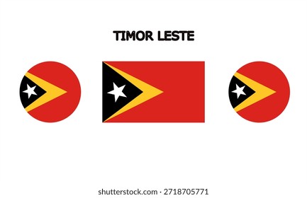 Bandeira de Timor-Leste em alta qualidade (forma retangular e circular)